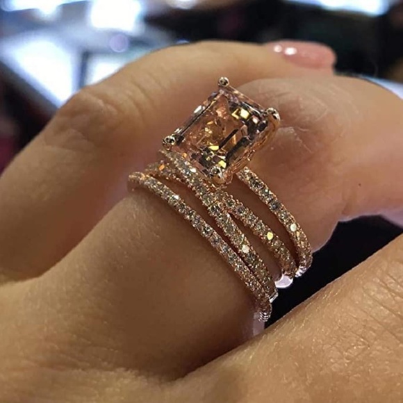 Jewelry - Dazzling 18K Rose Gold filled Morganite Ring sz various